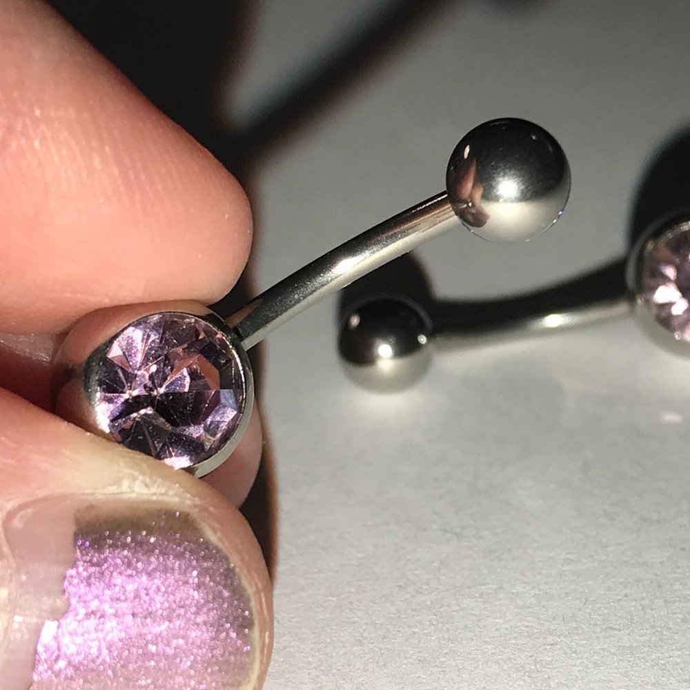 14 Gauge 1 Gem Lavender Belly Ring